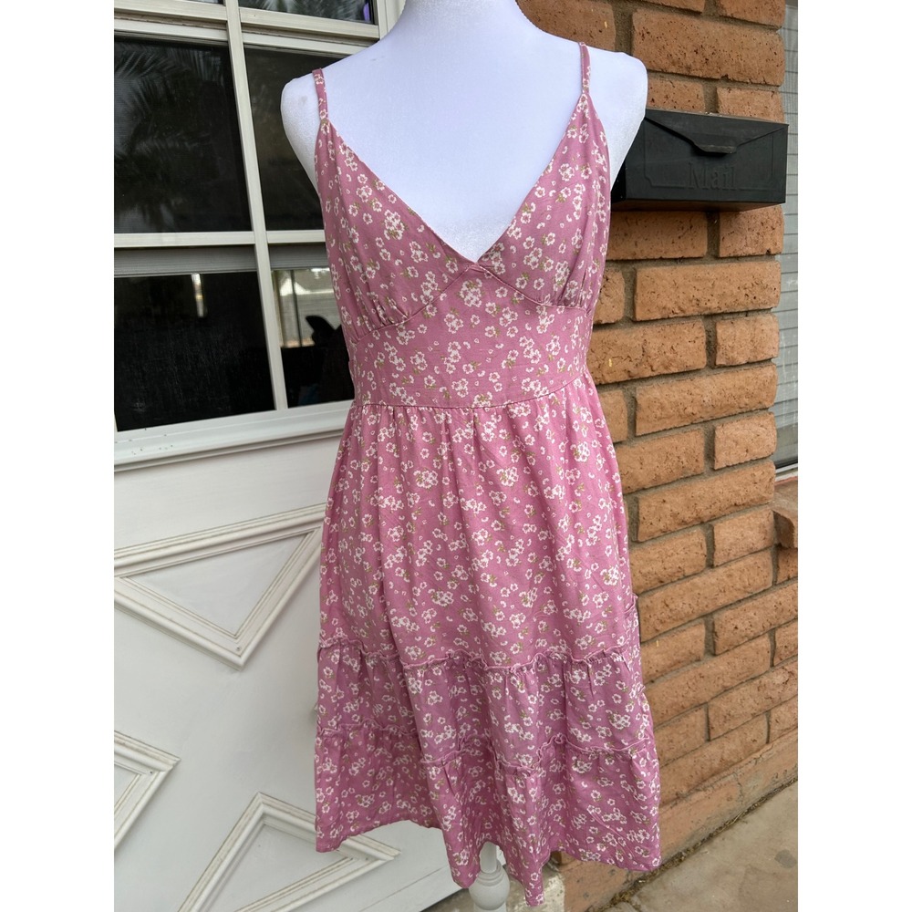 rue21 Pink Floral Tiered Mini Sundress V-Neck Babydoll Y2K Coquette Fairycore
